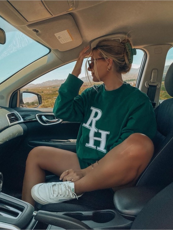 Recreational Habits Tops - Recreational Habits Varsity Green Crew Neck Pullover Sweatshirt Small